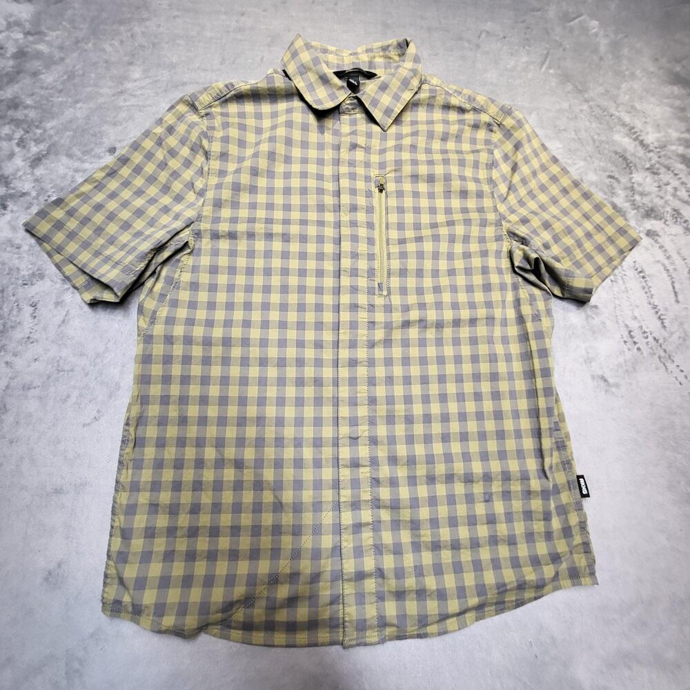 Alaskan Hardgear Shirt Mens M Green Check Short‎ Sleeve Button Up Slim Fit